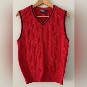 Vintage Polo Ralph Lauren Cable Knit Sweater V-Neck Vest